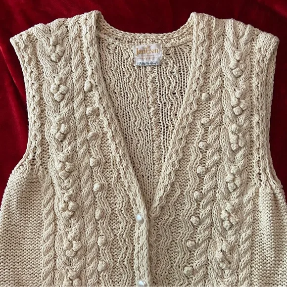 Sold Jantzen Silk Blend Knit Cardigan Vest Size Large - Picture 4 of 10
